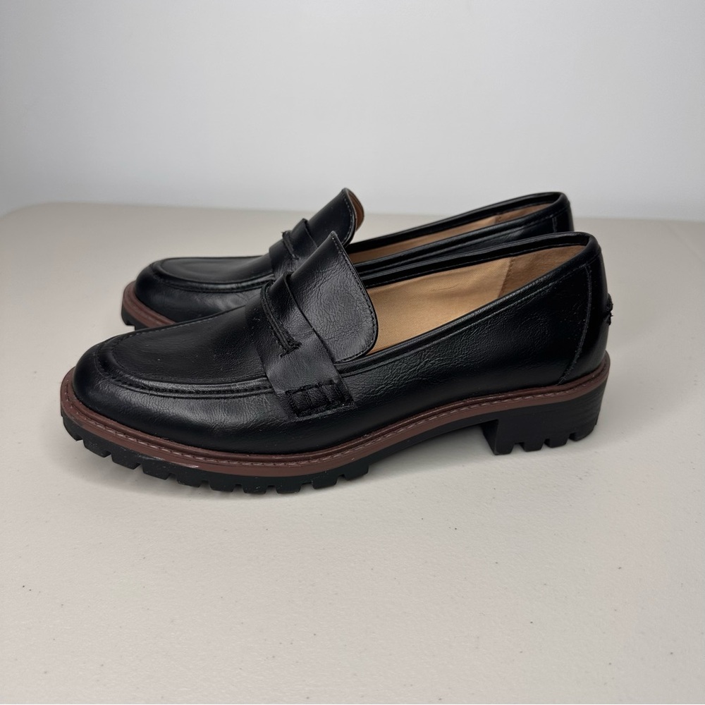 Style & Co. Black Penny Loafers Women’s 6.5M Lug Sole Slip On